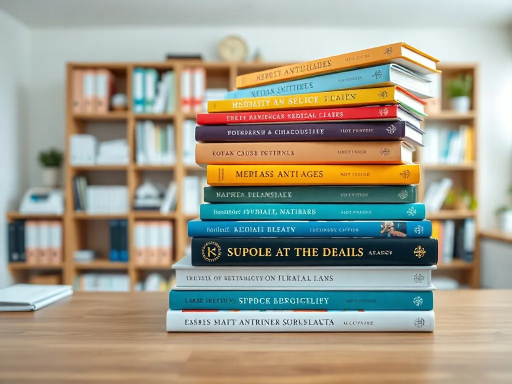 A high-resolution macro shot of scientific journals and medi