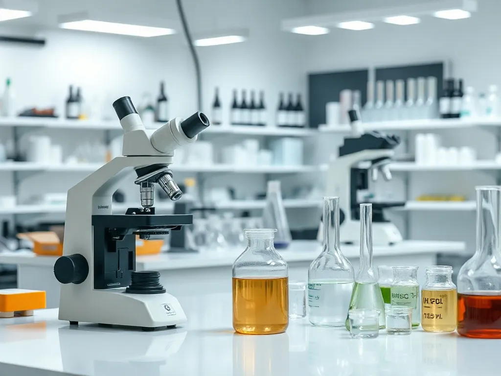 A high-tech laboratory setting with scientific equipment, mi